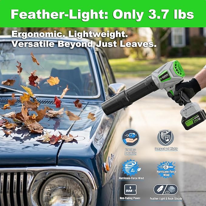 Leaf Blower Cordless 62M/S Wind Speed 723CFM 1500G Thrust Handheld Electric Blower with 2 x 3.0Ah Batteries 6-Speed Mode 21V Brushless Motor for Industrial Dust Leaves Snow