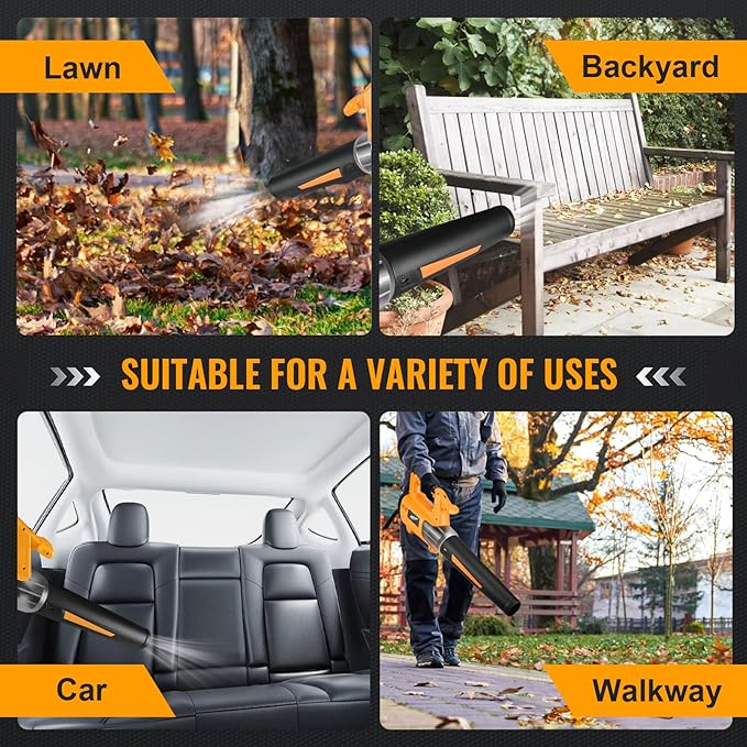 Cordless Leaf Blower Up to 520CFM Compatible with DEWALT 20V Max Battery (No Battery) Electric Leaf Blower Cordless with 5 Speed Modes Battery Powered Leaf Blowers for Lawn Care Yard