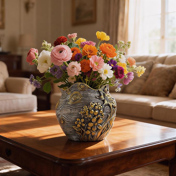 Sunflower Starry Sky Plant Pots-Cute Unique Flower Pots with Drainage Hole Resin Planters for Indoor Outdoor Succulent Planter Plant Gifts for Mother's Day Birthday Christmas