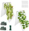 Garden Cucumber Trellis A-Frame Folding Plant Trellis 48 Inch by 34 Inch for Climbing Vegetables Flowers Green 2 Pack with ClipsCable Ties and Ground Stakes
