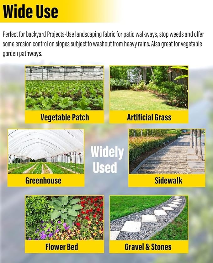 Garden Ground Cover Membrane 1M Wide Weed Control Fabric Heavy Duty Polypropylene for Landscaping Flower Beds Pathways &amp Garden(1mx20m/3.3ftx66ft)