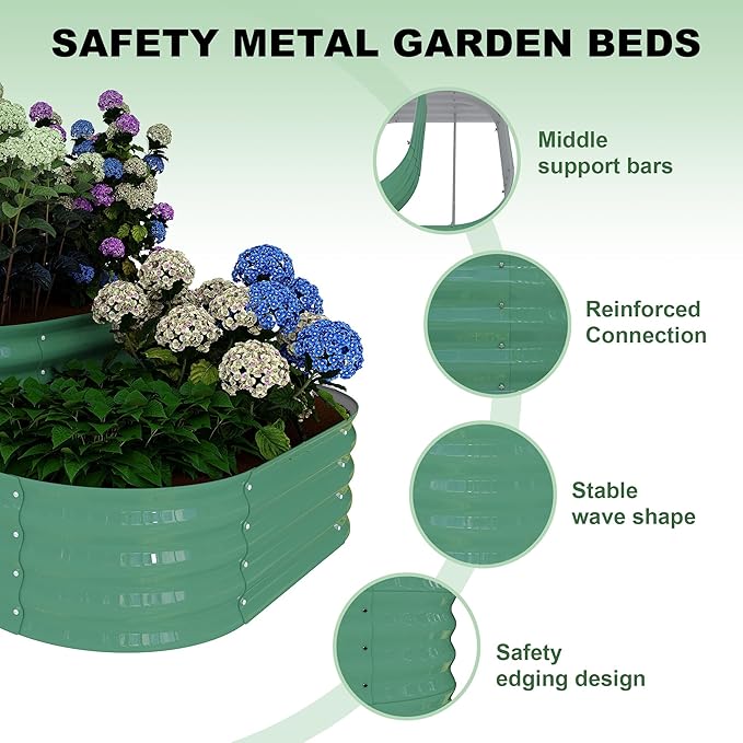Galvanized Raised Garden Bed Kit 61x42x31 in Outdoor Planter Box for Vegetables Herbs Flowers Modular 3-in-1 Raised Garden Beds with Open Base Garden Box for Plants Backyard Patio Green