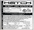 Hatch MC39-1-J-UNNU For one 39w (M130) ceramic metal halide lamp