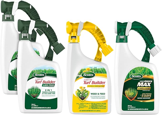 Scotts Liquid Lawn Care Bundle with Turf Builder Lawn Food Turf Builder with Plus 2 Weed Control and Green Max Lawn Food