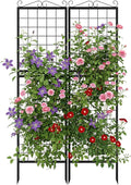 DoCred 2 Pack Garden Trellis for Climbing Plants 71 Inch Metal Plant Trellis for Plant Support Large Decorative Outdoor Trellis for Climbing Vegetable Flower Rose Vine Cucumber Black Square Grid