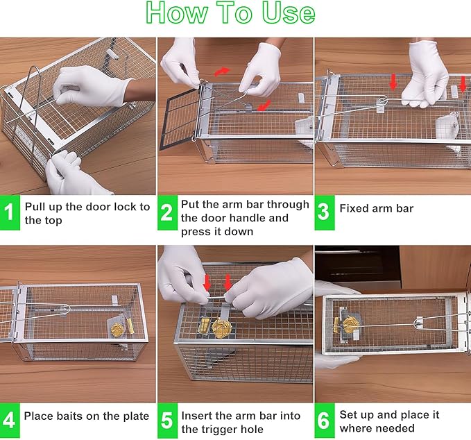 Humane Rat Traps 2-Pack No Kill Small Animal Cage Trap Live Mouse Trap Cage Catch and Release Trampa para Ratones Chipmunk Rodent Trap That Work for Indoor and Outdoor - 12.3 L x 6.5 W x 5.3 H