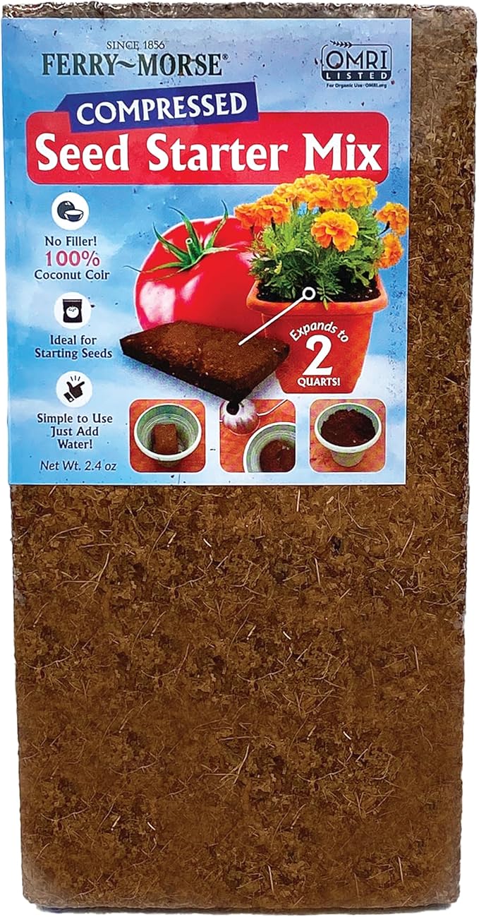 Ferry Morse Seed Starter Mix - Organic Compressed Seedling Soil Mix - 24 Pack/48 Qt - Coco Coir