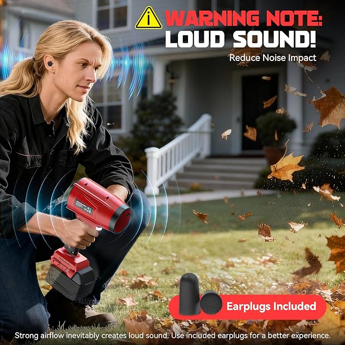 800000RPM Cordless Leaf Blower Compatible with Milwaukee (Tool Only) Brushless Motor Adjustable Speed Lightweight Portable Electric Blower for Car Patio Garden (Without Battery)