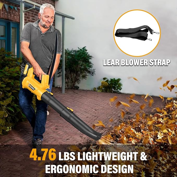 Leaf Blower Cordless20V Electric Blower with 2 6.0Ah Batteries and 1 Hour Fast Charger540CFM 170MPH Lightweight Leaf Blower for Patio CleaningLawn CareBlowing Fallen Leaves and Dustetc.