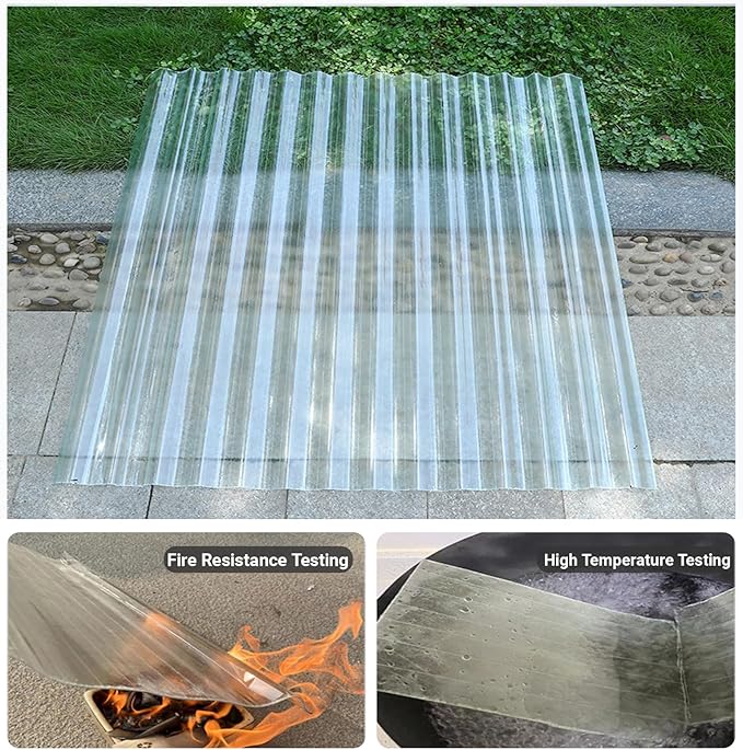 4 PCS Clear Polycarbonate Roofing Sheet Splicable Corrugated Greenhouse Panels Plastic UV Resistant Roofing Canopy Cover Easy Cut Covering Panel (Clear 4PCS 2.95x3.92ft)