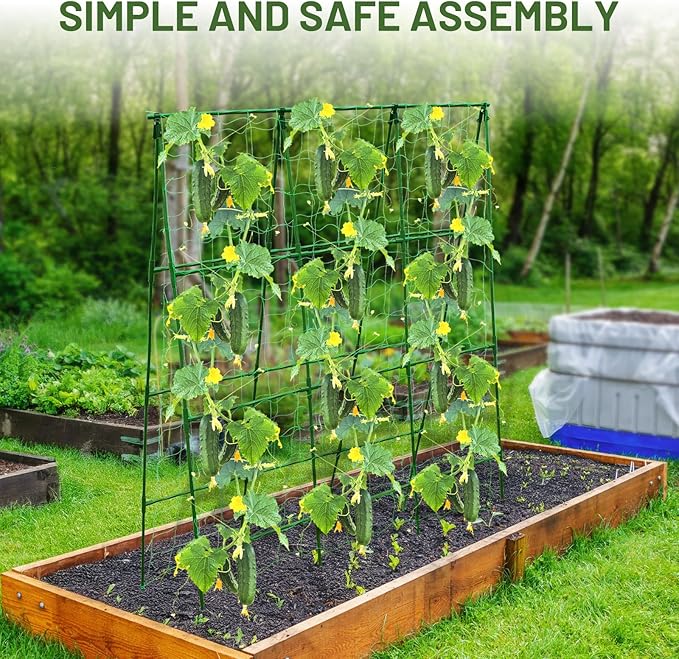 Large A-Frame Garden Trellis for Tomatoes Cucumbers &amp Heavy Climbing Plants - Rust-Resistant Heavy-Duty Steel Perfect for Outdoor Gardens &amp Vertical Gardening(47 W x 63 H)