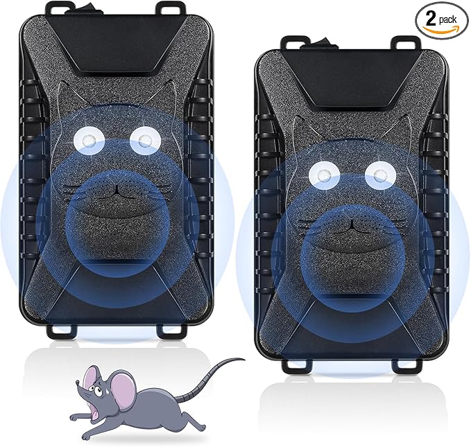Rodent Repellent for Car Engines 2 Pack Plug-in Rodent Repeller Ultrasonic Indoor Battery Operated Car Mouse Repellent Under Hood Keep Mice Rat Squirrel Out of Car Attic Garage Barn