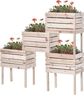 4PCS Raised Garden Bed Wooden Elevated Planter Box Kit with Bed Liner DIY Shape for Flowers Vegetables