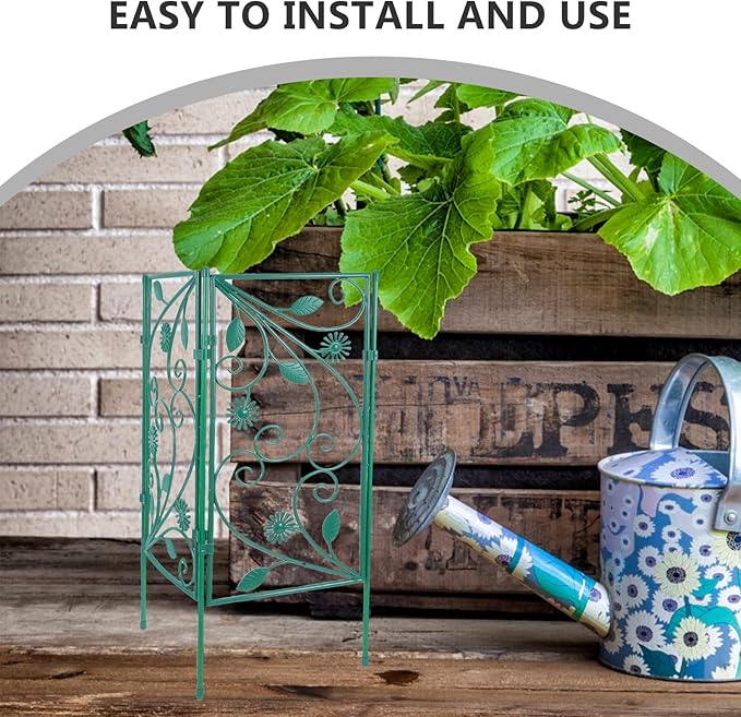 Kisangel Garden Trellis Climbing Plant Support Rack 114x45cm Outdoor Vine Frame with 7 Rods 6 Panels for Patio Garden Green Plant Stand