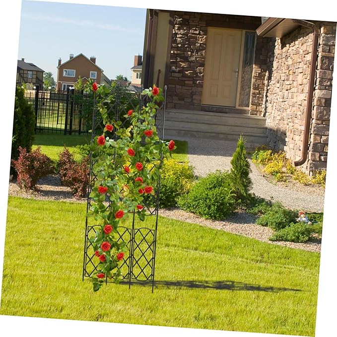 Happyyami Metal Garden Trellis Climbing Plant Support Stand Smooth Polished Surface Indoor Outdoor Use for Patio Lawn Courtyard Suitable for Vines Flowers Potted Plants