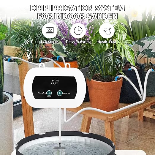 Automatic Plant Waterer with Smart Timer Self Watering Drip Irrigation Kit for Indoor Plants &amp Potted Gardens