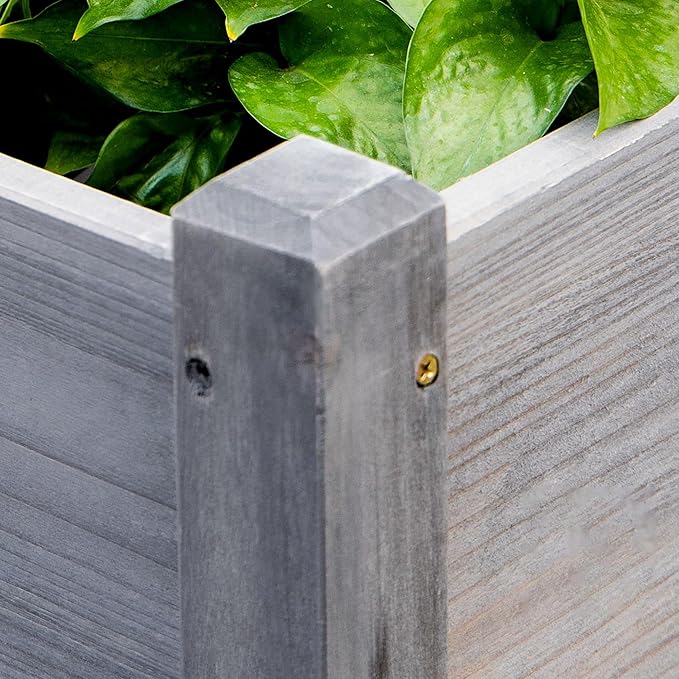 73x18x32 3Tier Raised Wood Garden Planter Durable Finish All-Season Durability Freestanding Grey Heavy-Duty Structure Weather-Resistant
