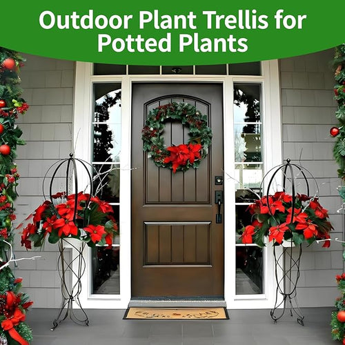 2Pcs Metal Obelisk Trellis for Climbing Plants Outdoor 25.5X21.5 Circle Garden Trellises for Vines Flowers Climbing Plant Trellis Potted Cages Plant Support for Patio Doorway Courtyard Decor