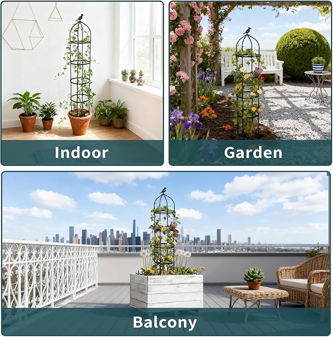 2 Pack Garden Obelisk Trellis for Climbing Plants Outdoor Plant Trellis Garden Tower Trellis for Potted Plant Climbing Flowers Vegetable Cucumber Trellis