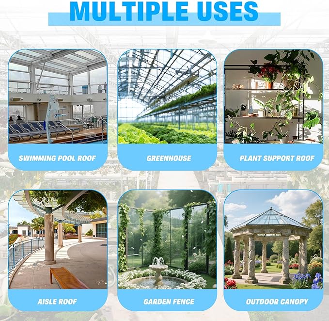 14 PCS Polycarbonate Greenhouse Panels 4' x 2' x 0.16 Twin-Wall Panels Polycarbonate Sheets for All Weather Greenhouse Covering Excellent Light Transmission &amp Weather Resistance