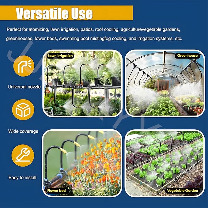 New Drip Irrigation System KitAutomatic Garden Watering Systemwith 360-degree Bending Dropper Atomizing Copper Nozzle and Smart Irrigation Controllerfor Garden Greenhouse50M/164FT+Controller