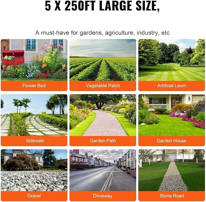 Geotextile 5FTx250FT Weed Barrier Landscape Fabric Woven Geotextile Fabric for Weed Blocker Weed Mat Driveway Fabric