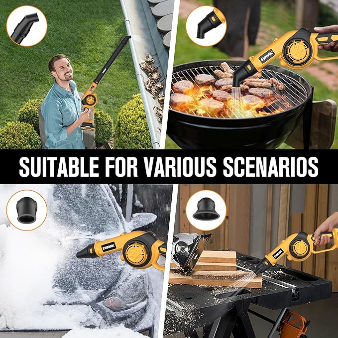 EWORK Small Leaf Blower Cordless 21V 130CFM &amp 200MPH Lightweight Electric Leaf Blower with 2x2.0Ah Battery and Fast Charger Mini Battery Powered Compact Blowers for Lawn Care Leaves Jobsite