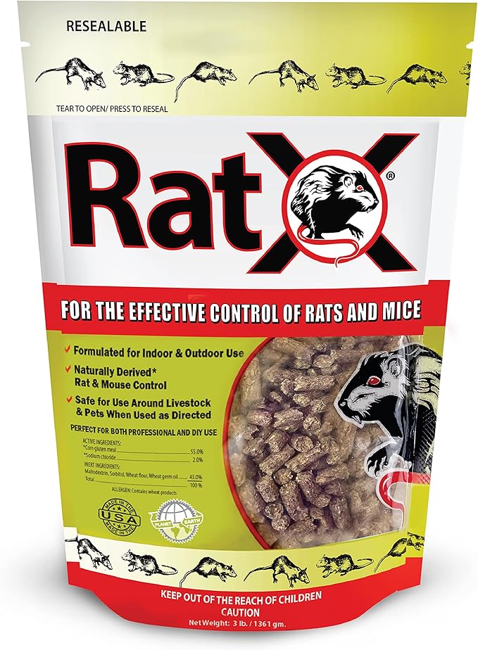 EcoClear Products 620102 RatX All-Natural Non-Toxic Humane Rat and Mouse Killer Pellets 3 lb. Bag