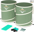 Timber &amp Tundra 40-Gallon Collapsible Trash Can Set of Two with Stakes Gardening Gloves and Kneeling Pads | Pop Up Trash Can for Camping