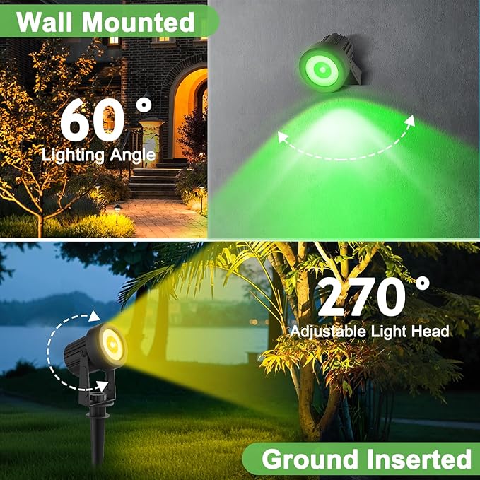Solar Spotlights Outdoor Waterproof RGB Landscape Spotlights Christmas Decorative Solar Spot Lighting for Garden Yard Pathway Lawn Poolside Party 4-in-1 Mounted (RGB 2 Pack)
