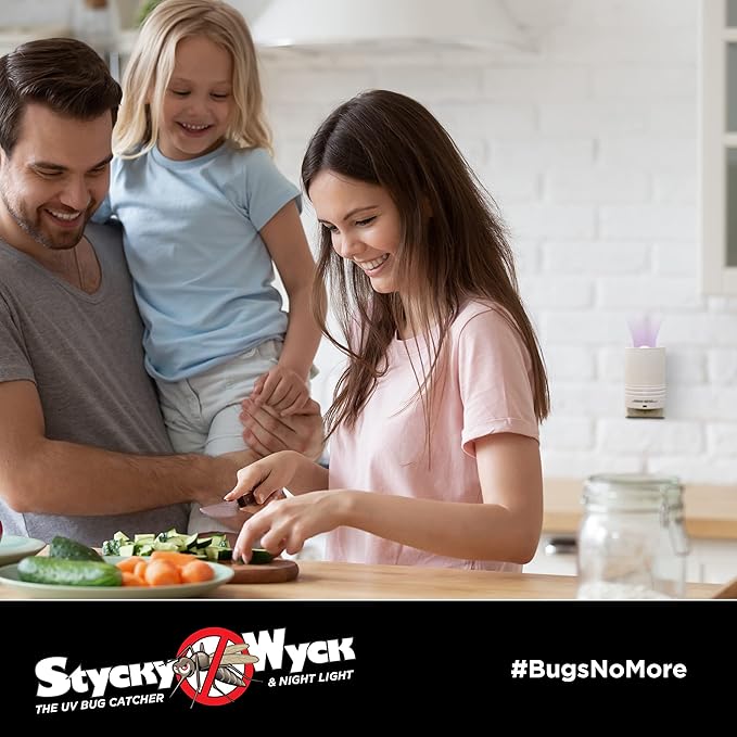 Flying Insect Trap Night Light LED Bug Catcher (Multi-Pack) - Plug in Bug Catcher Captures Houseflies Fruit Flies and Gnats - Adhesive Inserts Included