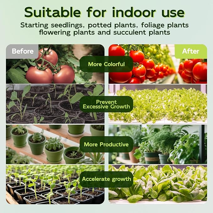Hlite 16inch 2 Pack LED Grow Lights - Linkable Grow Lights for Indoor Plants Full Spectrum Plant Lights Plug and Hanging Design with On/Off Switch Hanging Grow Light from seedling to Flowering Black