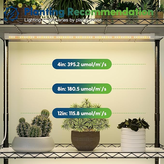 FREELICHT T8 Grow Lights for Indoor Plants 2FT Full Spectrum 120W(4 x 30W) 4 Installation Methods 5000K Linkable LED Grow Light Strips for Plant Shelf Greenhouse Succulent Seeding 4 Pack