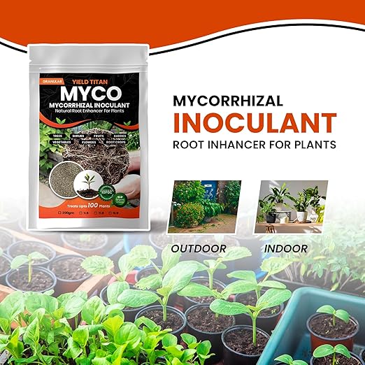 MYCO MYCORRHIZAL INOCULANT Root Enhancer for Bigger Stroger &amp Healthier Plants Roots - Organic Mycorrhizae Root Enhancer - Increases Nutrient Absorption &amp Crop Yields (2LB)