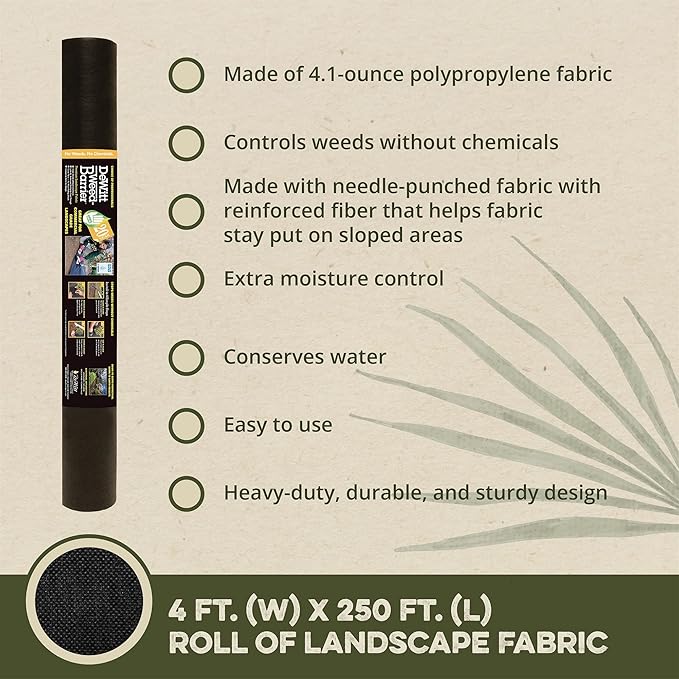 DeWitt Professional Max Weed Control Fabric Commercial-Grade Woven Barrier 4' x 250'