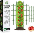 Halatool 63 Inch Tomato Cages 4 Pack Adiustable Plant Cages Assembled Tomato Garden Cages Stakes Vegetable Support Trellis with 120 Feet Twist Tie Snap-On for Vertical Climbing Plants