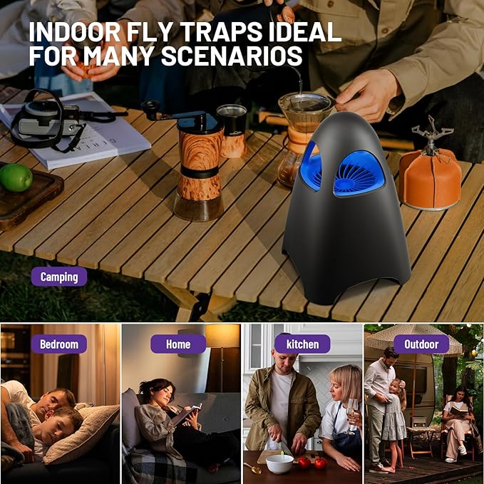 Fruit Fly Traps for Indoors Bug Zapper Indoor Home Gnat Traps House 5 Sticky Glue Boards Effective gnat Traps for House Indoor (Black)
