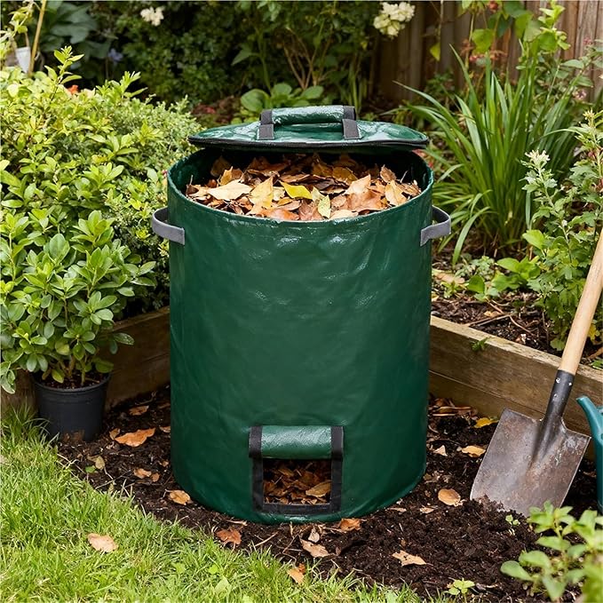 Outside Trash Storage Gardening Supplies Outdoor Garden Domestic Handle Wastebasket Home Cans Composting Container(About 35X60cm 1PCS)