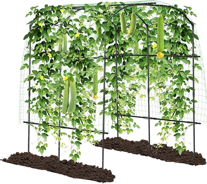 DoCred Large Garden Arch Trellis for Climbing Plants 87'' H x 75'' L x 71'' W Outdoor Grape Vine Trellis Arch Arbor Gazebo Grape Trellis for Climbing Plants Courtyard and Garden Decoration Black