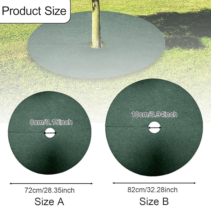 10X Tree Mulch Rings for Weed Control Protection Mats Landscape Reusable Plant Cover Tree Protector Weed Barrier Fabric Green- 72cm 8cm Hole