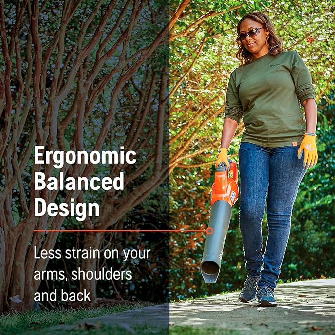 Husqvarna 230iB Battery Powered Cordless Leaf Blower 136-MPH 650-CFM Electric Leaf Blower with Brushless Motor and Quiet Operation 40V Lithium-Ion 4 Ah Battery and Charger Included 970480204
