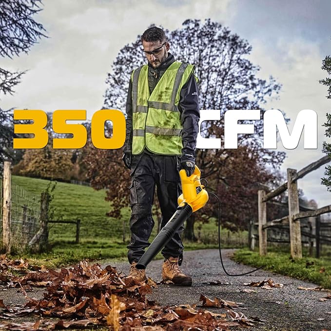 Electric Leaf Blower Corded 7-AMP Leaf Blowers 155MPH/350CFM Small Handheld Lawn Blower Lightweight &amp Portable for Lawn Care