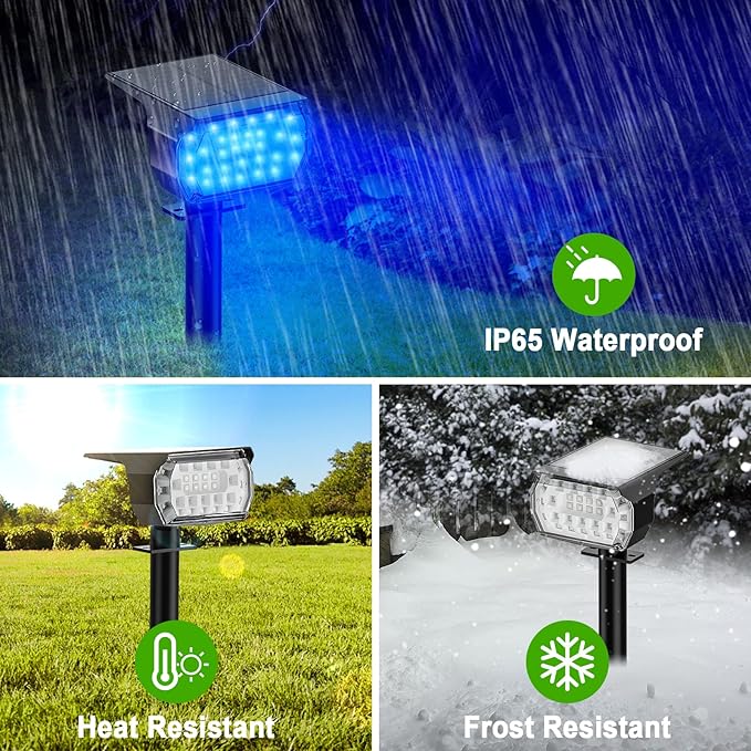 Color Changing Solar Spot Lights Outdoor 8 Pack&amp Solar Spot Lights Outdoor 8 Pack 57 LED Warm White