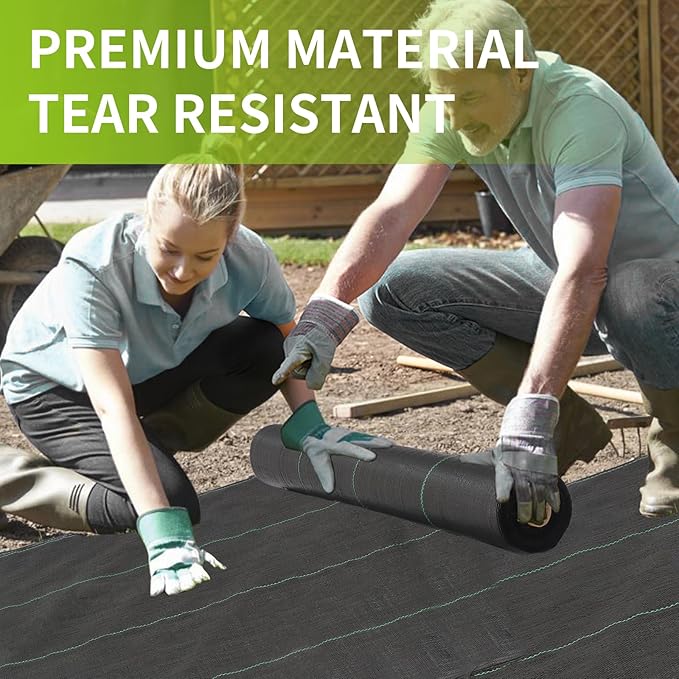 3x100ft 3.2OZ Weed Barrier Landscape Fabric Heavy Duty Woven Weed Control Fabric High Permeability Good for Flower Bed Geotextile Fabric Underlayment Driveway (2.6ft*100ft)