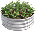 32.08 * 11.4 Tall Round Raised Garedn Bed Metal Raised Beds for Vegetables Outdoor Garden Raised Planter Box Backyard Patio Planter Raised Beds for Flowers Herbs Fruits Silver