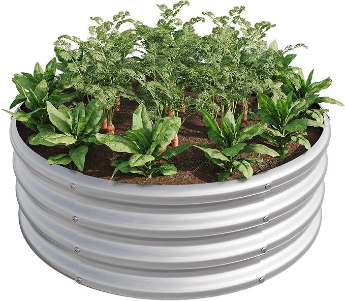 32.08*11.4 Tall Round Raised Garedn BedMetal Raised Beds for Vegetables Outdoor GRaised Planter Box Backyard Patio Planter Raised Beds for Flowers Herbs Fruits Black