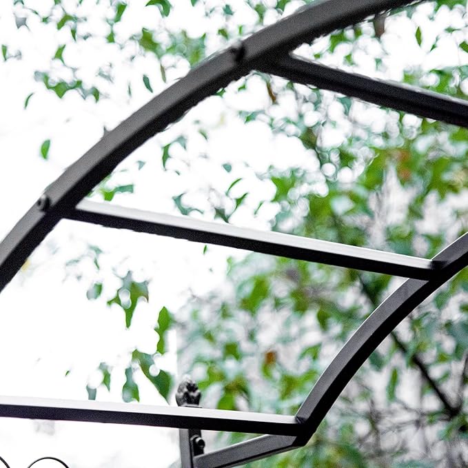 85 Garden Arch Arbor Metal Arch Trellis with Gate Garden Archway for Climbing Vines Wedding Ceremony Decoration Black