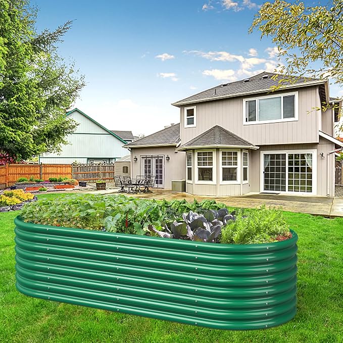 FRIZIONE 6FT(L)×3FT(W)×2FT(H) Raised Garden Bed OutdoorRaised Garden Beds for Flower Raised Planter Box Outdoor for Herb Vegetable-Dark Green