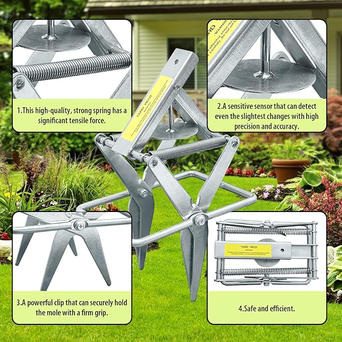 Mole TrapGalvanized Steel Scissor TrapReusable and Easy-Set Quick Capture Solution for Moles and Gophers in Lawns (Silver)