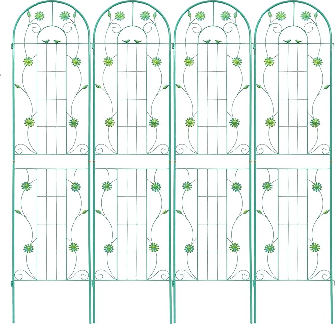 4 Pack Metal Garden Trellis 86.7 Tall Cream White Plant Support Rustproof Climbing Trellis for Vegetables &amp Flowers 19.7 Wide Easy Assembly (Green)